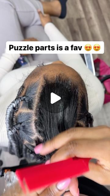 RadiantHairRoyalty on Instagram: "Puzzle part 👌 @nas_thestylist Would you try puzzle parts? 🧩🧩🧩 I absolutely would 😍 - - follow @radianthairroyalty for more ❤️ - - #puzzlelover #puzzletime #hair #hairtutorial #hairinspo #hairinspiration #puzzlebraids #knotlessbraids #largeknotlessboxbraids" Puzzle Piece Parts In Hair, Puzzle Piece Parts In Braids, Large Braid Parting Pattern, Puzzle Part Braids, Puzzle Piece Braids, Parting Hair, Instagram Puzzle, Jumbo Braids, February 11