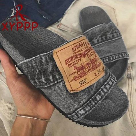 none Denim Slides, Denim Flats, Ankle Socks Women, Women Slides, Womens Sandals Summer, Flat Slipper, Beach Casual, Beige Shoes, Slides Sandals