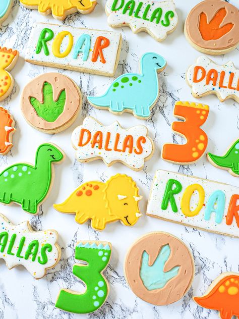 3rd Birthday Dino Cookies, Dinosaur Themed Cookies, Dinosaur Theme Cookies, 3 Rex Birthday Cookies, Dino Ranch Cookies, Dinosaur Birthday Party Cookies, Dinosaur Birthday Cookies Boys, Dino Birthday Cookies, Dinosaur Cookies 3rd Birthday