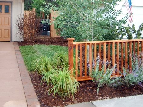 Wisconsin Landscaping Ideas, Diablo Ninebark, Front Yard Fence Ideas Curb Appeal, Yard Before And After, Landscape Makeover, Fence With Lattice Top, Front Yards Diy, Cedar Fencing, Low Fence