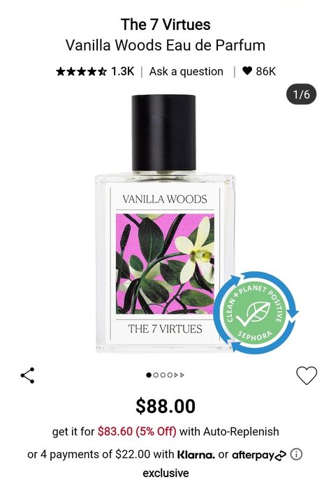 The 7 Virtues, 7 Virtues, Vanilla Woods, Sephora, Perfume Bottles, Vanilla, Spray, Wood