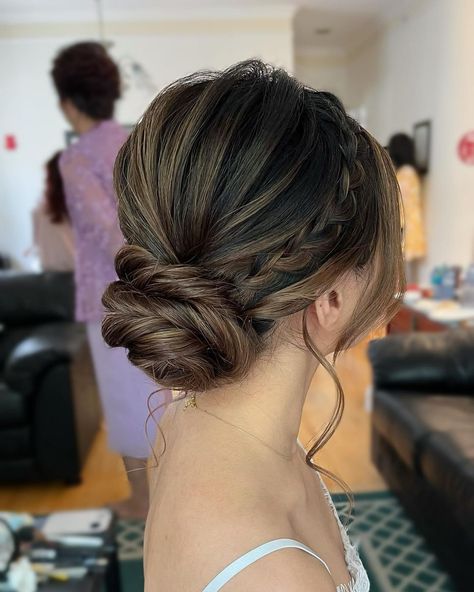 25 Striking Homecoming Updos To Impress Every Guest Bridesmaid Hair Inspo, Easy Updos For Medium Hair, Wedding Hair Up, Guest Hair, Braided Bun Hairstyles, Hoco Hairstyles, Up Dos For Medium Hair, Wedding Guest Hairstyles, Low Bun