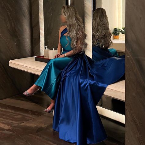 Sharon Said Arabic Royal Blue Contrast Turquoise Evening Dress with Overskirt Criss Cross Halter Women Wedding Party Dress SF012 Turquoise Color Combinations, Criss Cross Halter Top, Halter Evening Dress, Blue Evening Dresses, Wedding Party Dress, فستان سهرة, Turquoise Color, Wedding Party Dresses, Glamorous Evening Gowns