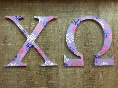 Chi Omega Canvas, Big Little Basket, Letter Ideas, Alpha Chi Omega, Delta Zeta, Greek Letters, Chi Omega, Wood Letters, Big Little