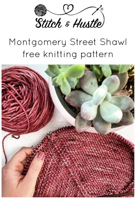 Nicole is making her Montgomery Street Shawl in Asylum DK Color Hearts Free Knitting Patterns For Shawls And Wraps, Knit Crescent Shawl Pattern, Free Knitting Patterns For Shawls, Crescent Shawl Pattern, Knitting Styles, Free Knit Shawl Patterns, Knitting Projects Free, Crescent Shawl, Knitting Things