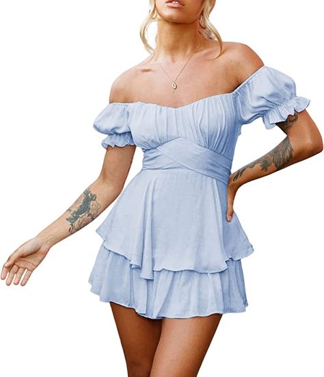 Short Jumpsuits For Women, Floral Ruffle Dress, Off Shoulder Romper, Short Sleeve Summer Dresses, Boho Romper, Tube Top Dress, Ruffle Romper, Ruffle Mini Dress, Chiffon Ruffle