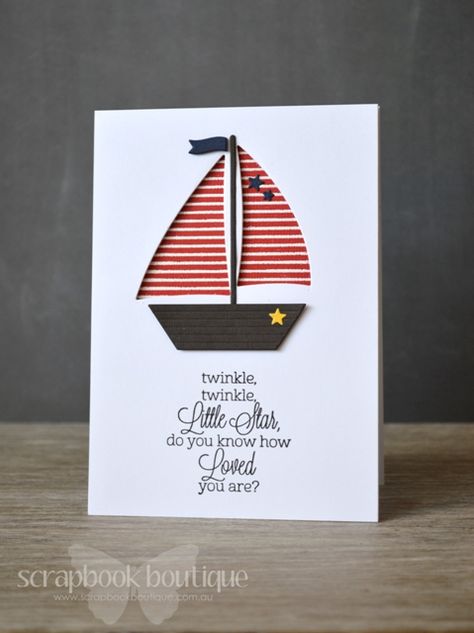 Twinkle Boat Card, Nautical Cards, Ship Boat, Boy Cards, Birthday Cards Diy, Reading Time, Male Cards, Masculine Cards, Sea Ocean