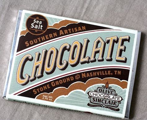 Olive and Sinclair via The Dieline Low Iodine Diet, American Advertising, Sea Salt Chocolate, Chocolate Labels, Chocolate Packaging Design, Chocolate Wedding Favors, Vintage Chocolate, Wedding Chocolate, Chocolate Favors