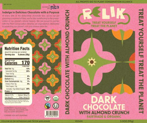 Relik Chocolate Bar – Packaging Of The World Chocolate Label, Vintage Chocolate Packaging, Chocolate Bars Packaging, Candy Bar Packaging Design, Snack Bar Packaging, Chocolate Bar Design Packaging, Maximalist Packaging Design, Snacks Packaging Design, Snacks Packaging