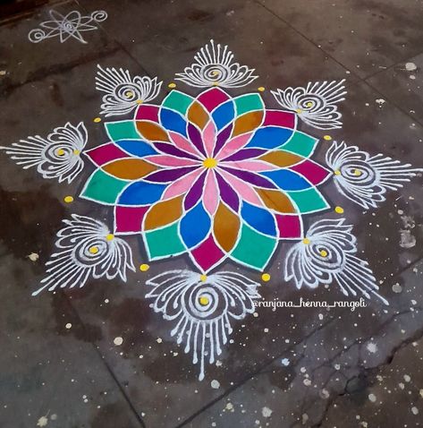 Dot Rangoli With Colour, பொங்கல் கோலம், Churidar Pattern, Poo Kolam, 3d Rangoli, Colour Rangoli, Diwali Fireworks, Margazhi Kolam, Pongal Kolam