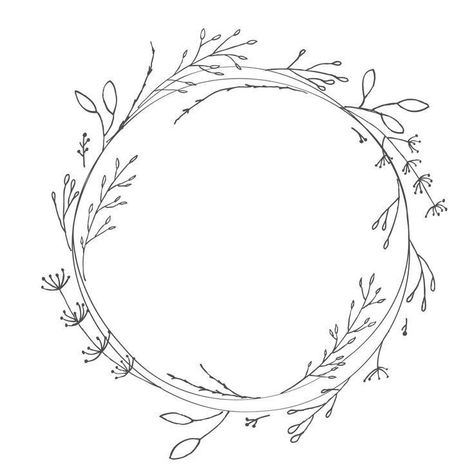 Embroidery Patterns Flowers Circle, Circle Wreath Drawing, Plant Circle Tattoo, Floral Circle Drawing, Floral Circle Tattoo, Flower Circle Drawing, Wreaths Drawing, Christmas Wreath Drawing, Floral Wreath Drawing