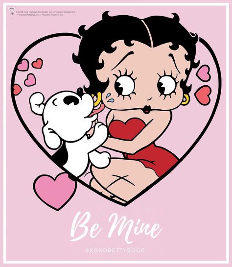 Betty Boop And Pudgy, Valentine Cartoon, Valentines Day Cartoons, Betty Boop Art, Betty Boop Pictures, Classic Cartoon Characters, Valentine Clipart, Valentines Greetings, Valentines Wallpaper