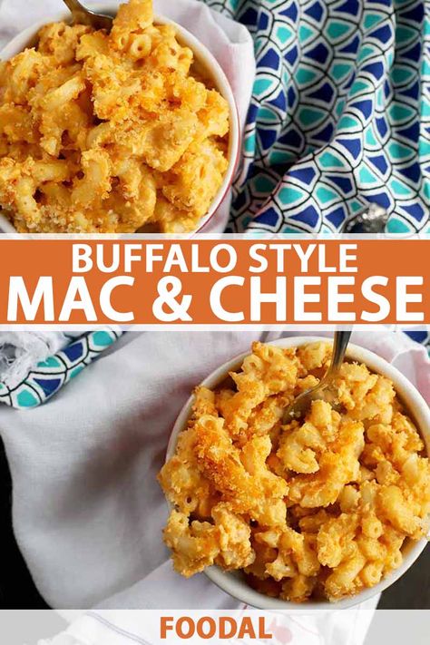 Vegetarian Buffalo Mac And Cheese, Mac And Cheese With A Twist, Buffalo Mac And Cheese Recipe Easy, Buffalo Mac N Cheese, Buffalo Mac And Cheese Recipe, Buffalo Mac N Cheese Recipe, Buffalo Chicken Mac And Cheese, Buffalo Mac And Cheese, Chicken Mac And Cheese