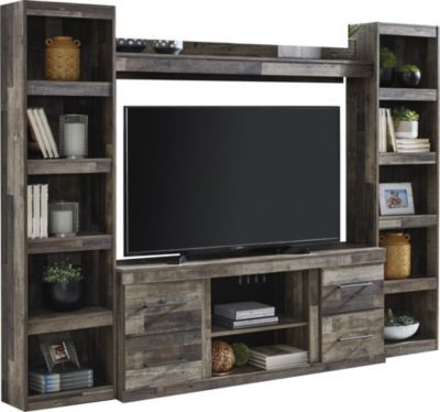 Grey Entertainment Center, Wall Units With Fireplace, Turkish Furniture, Entertainment Wall Units, Entertainment Wall, Fireplace Insert, Furniture Market, Entertainment Furniture, Eclectic Style