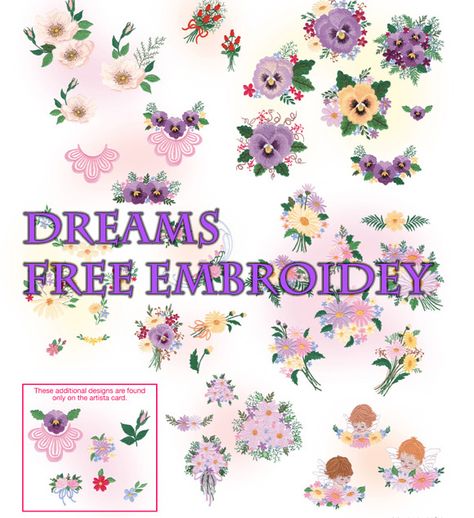 Singer Embroidery, Embroidery Designs Flowers, Machine Embroidery Designs Free, Flower Machine Embroidery, Handkerchief Crafts, Flower Machine Embroidery Designs, Emb Designs, Sweet Flowers, Sewing Room Organization