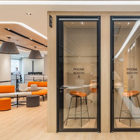 Hony Capital | Office Design | Hong Kong | YO Design Office Booths Work Spaces, Coworking Phone Booth, Call Booth Office, Office Call Booth, Phone Booth In Office, Booth Interior Design, Office Phone Room, Phone Booth Design, Micro Office