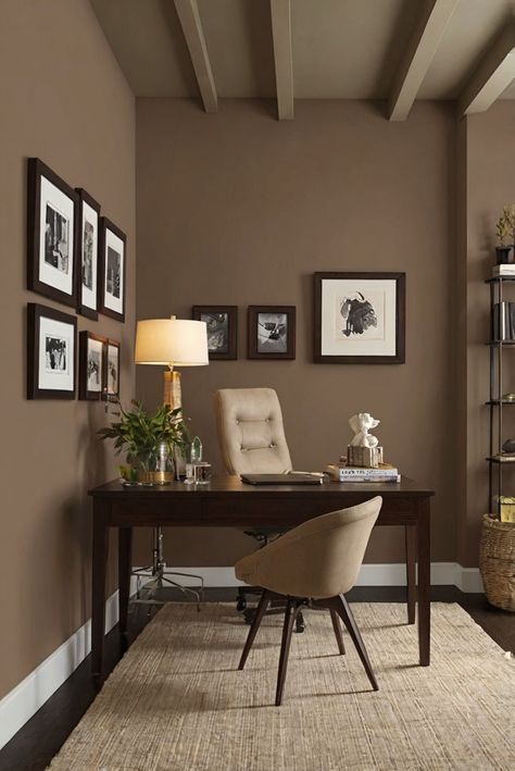 Step into a cozy tavern atmosphere with Tavern Taupe SW 7508 as the focal point. This warm wall paint color enhances gatherings with friends and family in 2024. Explore this inviting hue for a touch of elegance. #Ad #homedecor #homedesign #trendgirlApartment #Painthome #interiorarchitecture Wall Colors Green Room Colors
Bright Room office Colors
Apartment Renovation
Home office Remodeling
Modern Paint Colors
2024 Dining Room Paint Color Ideas Brown, Coffee Colored Walls, Sw Dutch Cocoa, Home Office Brown Walls, Brown Wall Office, Brown Dining Room Walls, Taupe Home Office, Brown Wall Paint Colors, Sherwin Williams Tavern Taupe