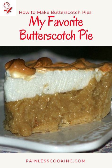 Butterscotch Pie Recipe, How To Make Butterscotch, Butterscotch Desserts, Butterscotch Recipes, Butter Scotch, Lemon Lush, Butterscotch Pie, Baked Pie, Praline Recipe