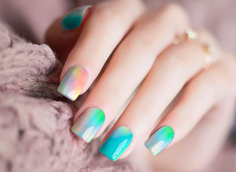 Nail Appliques, Colorful Nail Art, Nail Polish Stickers, Best Nail Art Designs, Nail Tattoo, Rainbow Nails, Holographic Nails, Short Acrylic Nails, Cool Nail Art