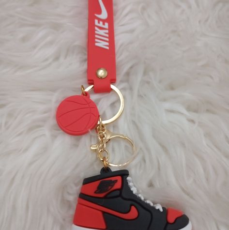 Brand New. Very Cute. Nike Air Jordan Red, Nike Lanyard, Air Jordan Red, Red Keychain, Black Keychain, Red Black Style, Jordan Grey, Jordan Red, Nike Nfl