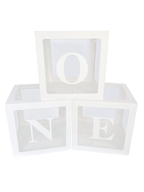 PRICES MAY VARY. 【First Birthday Decorations】 Using ONE balloon boxes for your baby’s first birthday decor. Three transparent cubes spell out "ONE" letter to signify this joyous milestone in your baby’s life, which is the most unique design we give your child. 【Perfect Matched】Three white letters "O" "N" "E" with strong adhesive applied to the back of the letter. You can put colorful balloons into square boxes to create a unique party for 1 year old baby. 【Ideal Party Supplies】Exquisite firs bir Party Decor Backdrop, 1st Birthday Backdrop, Balloon Boxes, First Birthday Winter, Baby Birthday Party Decorations, Boy Birthday Decorations, Transparent Balloons, Birthday Photo Banner, Balloon Box