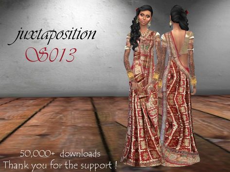 The Sims Resource - S013 Sims 4 Saree Cc, Sims 4 Saree, Sims 4 Indian Cc, Sims 4 Wedding Dress, Sims Outfits, Egyptian Clothing, Sims Packs, Vintage Saree, Sims 4 Mm Cc