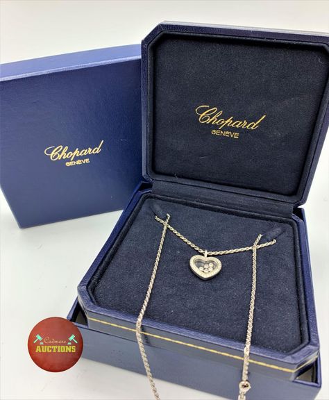 Chopard Geneve necklace and heart pendant with encrusted diamonds set in 18ct white gold in original presentation box #chopard #geneve #chopardgeneve #heart #heartnecklace #necklace #pendant #heartpendant #whitegold #diamonds #18ct #original #cadmoreauctions #cadmore #auctions Auction Items, Heart Necklace, Heart Pendant, Auction, White Gold, The Originals, Pendant, 10 Things, Gold