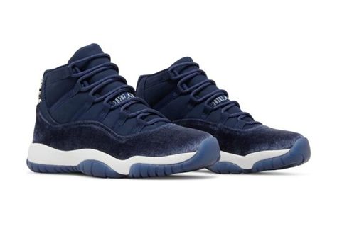 Midnight navy velvet Jordan 11 Midnight Navy, Designer Sneakers Women, Womens Basketball Shoes, Air Jordan 11 Retro, Navy Velvet, Jordan 11 Retro, Air Jordan 11, Newest Jordans, Midnight Navy