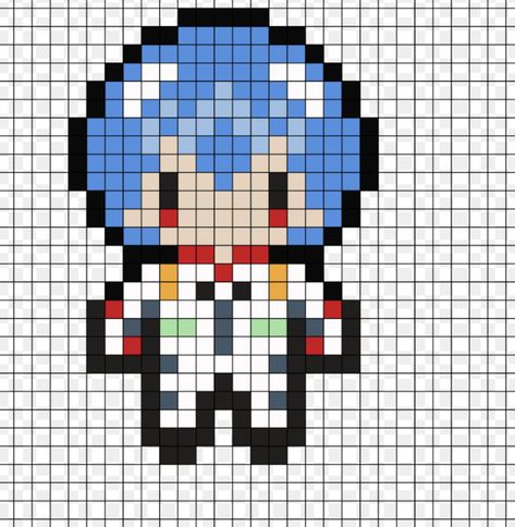 Bsd Perler Beads, Vocaloid Pixel Art, Anime Pixel Art Grid, Easy Pixel Art, Pixel Art Templates, Pixel Drawing, Pixel Art Grid, Pix Art, Rei Ayanami