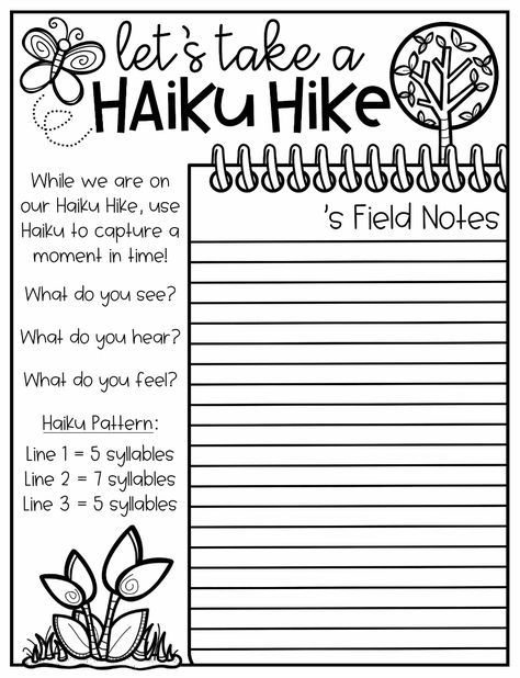 Take Your Students on a Haiku Hike | Upper Elementary Snapshots Teaching Poetry 2nd Grade, Poetry Worksheets, Haiku Poem, Haiku Poetry, Poetry Activities, Poetry Unit, Haiku Poems, Poetry For Kids, Teaching Poetry