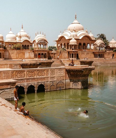 Govardhan Kusum Sarovar, Selena Taylor, Temple India, Sacred Water, Indian Temple Architecture, Selena And Taylor, European Road Trip, India Travel Guide, Temple Architecture