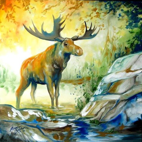 Art: MOOSE CREEK by Artist Marcia Baldwin Moose Painting, Marcia Baldwin, Contemporary Landscape Artists, Art Major, Time Art, Artist Portfolio, Amazing Art Painting, Art Portfolio, Wall Art Painting