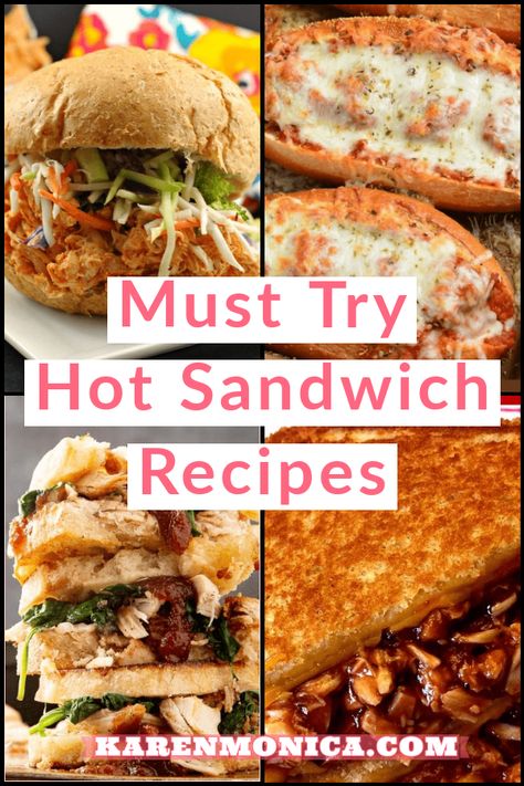 Awesome Sandwich Recipes, Hot Lunch Sandwich Ideas, Best Dinner Sandwiches, Gourmet Sandwiches For Dinner, Easy Delicious Sandwich Recipes, Easy Dinner Sandwich Ideas, Hot Sandwich Ideas For Dinner, Sandwiches On Buns, Bakery Sandwich Ideas