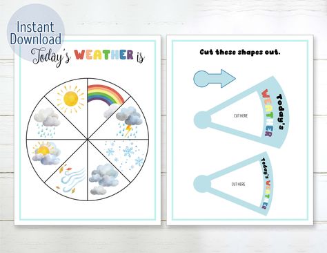 Circle Time Weather, Weather Wheel, Emotions Preschool, Kindergarten Activity, Printable Circles, Weather Chart, Diy Preschool, Todays Weather, Baby Education