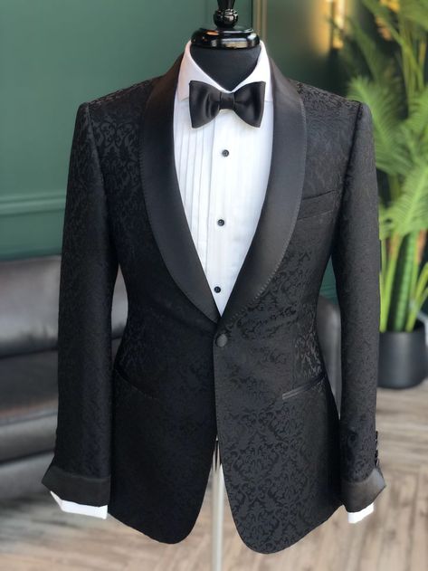 Floral Tuxedo, Black Tuxedo Wedding, Bespoke Suits, Black Dinner, Classy Suits, Dress Suits For Men, Custom Suits, Dinner Jacket, Bespoke Suit