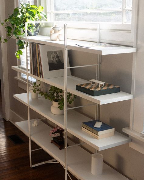 Channeling some vintage IKEA vibes with this Enetri replica—because who needs to buy when you can DIY? Built it myself, one shelf at a time, with a little help from a metal worker for those classic brackets. #VintageIKEA #DIYDesign #ModernVintage #EclecticHome #InteriorInspo #IKEARevival #DesignLovers #RepurposedDesign #ModernHomeDecor #HandmadeFurniture #enetri Enetri Ikea, Enetri Shelf, Ikea Enetri, Ikea Shelf Unit, Ikea Vintage, Vintage Ikea, Stand Shelf, Metal Workers, Ikea Shelves