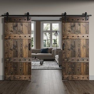 Double Sliding Barn Door, Single Barn Door, Double Sliding Barn Doors, Castle Series, Wood Barn Door, Door Dimensions, Rustic Barn Door, Knotty Pine, Door Hardware Interior