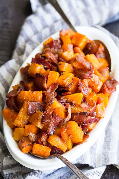 Paleo Thanksgiving Side Dishes, Butternut Squash Side Dish, Paleo Running Momma, Bacon Dishes, Paleo Thanksgiving, Paleo Side Dishes, Butternut Squash Recipes, Maple Bacon, Paleo Dinner