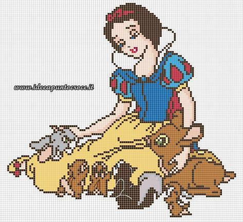 Pixel Art Disney, Pixel Art Ideas, Pixel Art Minecraft, Easter Canvas, Pokemon Game, Sette Nani, Art Pixel, Disney Cross Stitch Patterns, Disney Cross Stitch