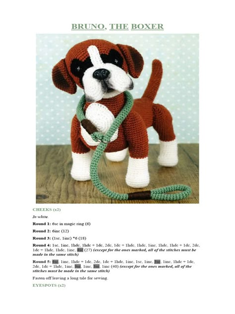 Crochet Bulldog Pattern Free, Boxer Crochet Pattern Free, English Bulldog Crochet Pattern, Amigurumi French Bulldog Free Pattern, Boxer Dog Crochet Pattern, Crochet Bull Terrier Free Pattern, We Are Bears, Crochet Dog Patterns, Stitch Lines