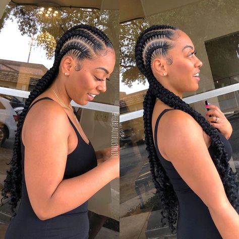 HOUSTON STYLIST & BRAIDER ✨ on Instagram: “Got my babe @myangelicskin together 😍 There’s nothing more beautiful than a classic straight back set, with a touch of curly ends ✨…” Bohemian Feed In Braids, Straight Back Feed In Braids, Feed In Braids Ponytail, Straight Back Braids, Feed In Braids, Braids Cornrows, Gorgeous Braids, Bold Hair Color, Natural Braids