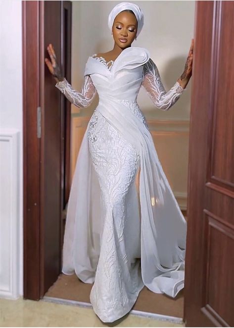 Somali White Wedding Dress, Israelite Wedding Dress, Senegal Wedding Dresses, White African Wedding Dress, Nikkah Wedding Dress, Nikkah Dress Muslim, White Nikkah Dress, Nikkah Outfit, African Bridal Dress