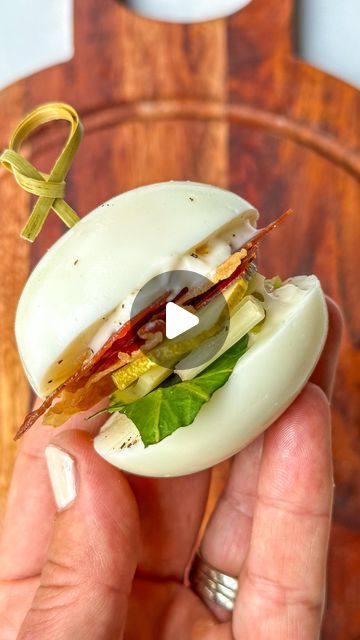 CATIE 💫✨ on Instagram: "E G G  slider 
•
swap out the bread and boil some eggs! you can add any of your favorite sandwich fillings to the middle and use a toothpick to hold the two halves together. 
•
these would be a perfect sub for game day sliders if you’re looking to cut carbs 🔥
•
•
LIKE & FOLLOW @catieathome for more healthy recipe ideas 
•
•
@cleanmondaymeals you are a genius! 🤯🤯🤯
•
#eggslider #hardboiled #hardboiledeggs #eggsandwiches #egglover #healthymom #healthysnacks" Egg Uses, Game Day Sliders, Cut Carbs, Healthy Recipe Ideas, Sandwich Fillings, Egg Sandwiches, Healthy Mom, Hard Boiled, Hard Boiled Eggs