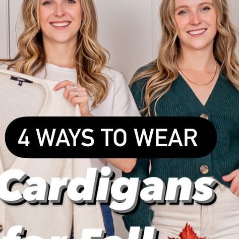 Sarah & Leah | Petite Fashion on Instagram: "4 ways to wear a cardigan for fall 🍁 (Comment DETAILS to have these looks sent to your DMs) Cardigans are a fall closet staple for us because we can style them so many ways from work to casual wear. Tell us which is your favorite below! 👇🏻 . . . #cardiganstyle #sweaterseason #howtostylevideo #fallfashioninspo" Ways To Wear A Cardigan, Fall Closet Staples, Fall Closet, Sweater Season, Cardigan Fashion, Petite Fashion, Cardigans, Casual Wear, How To Wear