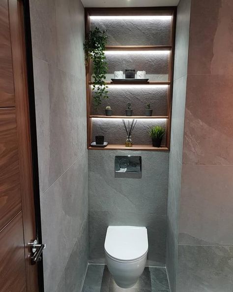 Toilet Niche Design, Small Toilet Design, Small Space Bathroom Design, Toilette Design, Toilet Room Decor, Garage Bathroom, Wc Design, Small Space Bathroom, Guest Toilet