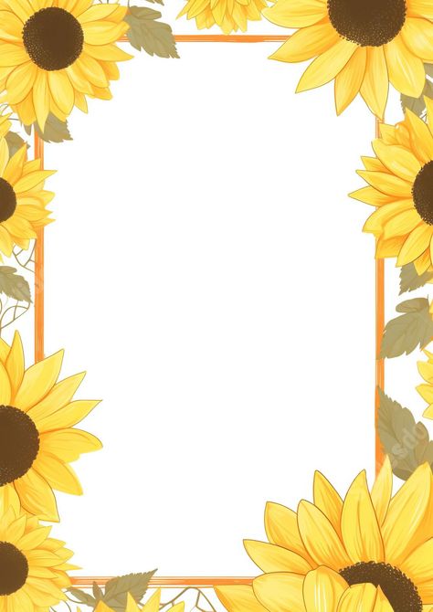 Sunflower Border, Sunflower Frame, Background Sunflower, Beautiful Borders, Framed Words, Background Template, Yellow Paper, The Sunflower, Borders And Frames