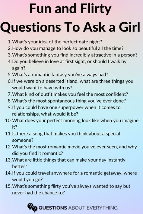 flirty questions to ask a girl Interesting Questions To Ask A Girl, Flirty Questions To Ask A Girl, Things To Ask Your Crush, Fun Couple Questions, Corpse Bride Quotes, Questions To Ask Your Crush, Flirty Questions To Ask, Questions To Ask A Girl, Text Conversation Starters