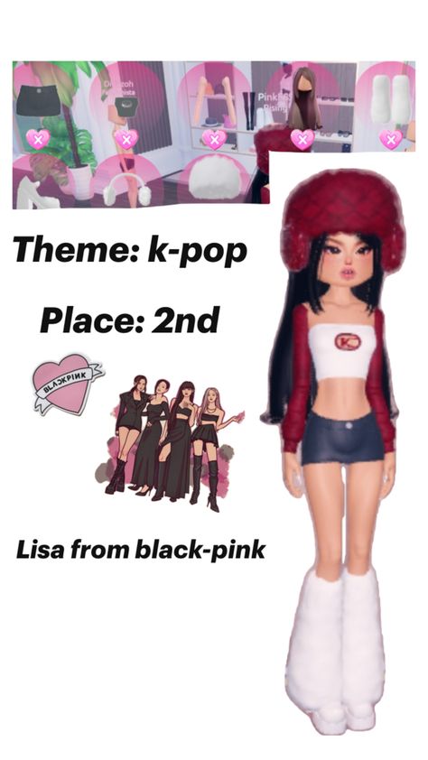 The skirt is VIP but you can use the normal denim skirt Themed Outfits, Blackpink Lisa, K Pop, Dress To Impress, Denim Skirt, Black Pink, Skirt, Pink, Black