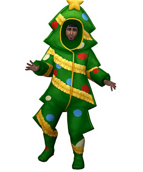 Christmas Tree Costume for Adults by wsims“The first time I saw this outfit for toddlers, I just *knew* I had to convert it for adults (well, teens to elders!) This is certainly something I’ve never even attempted before and I’m really happy with the... Christmas Tree Costume, Tree Costume, Christmas Poses, The Sims 4 Download, Sims 4 Update, Sims 4 Cas, Sims 4 Custom Content, Maxis Match, Christmas Pajamas