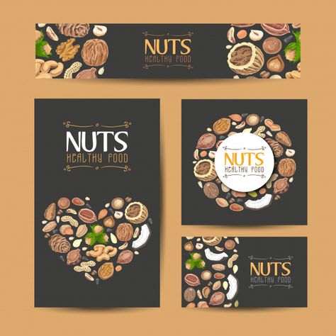 Deli ve tohum ile vektör kart dizisini P... | Premium Vector #Freepik #vector #business-card #banner #food #business Nuts Logo Design, Nuts Packaging, Healthy Restaurant Food, Fruit Packaging, Food Template, Food Banner, Fruit Shop, Chocolate Design, Nuts And Seeds